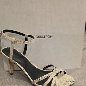 Nordstrom Snakeskin Strappy Heels - Cream and Black
